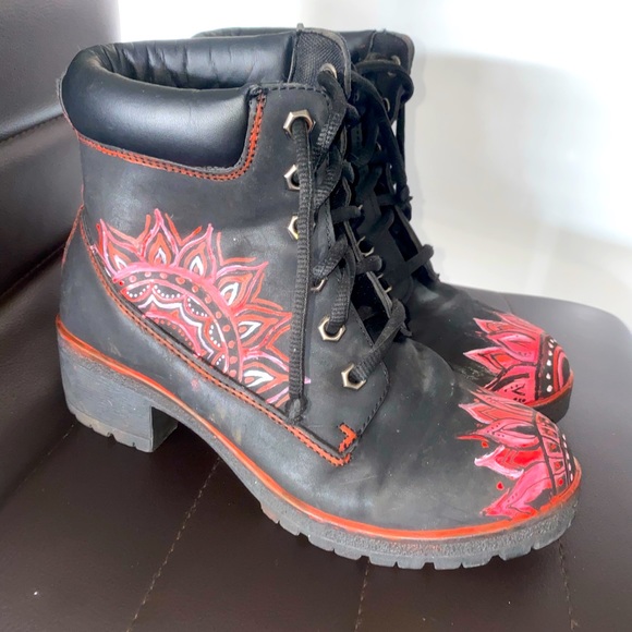 painted combat boots